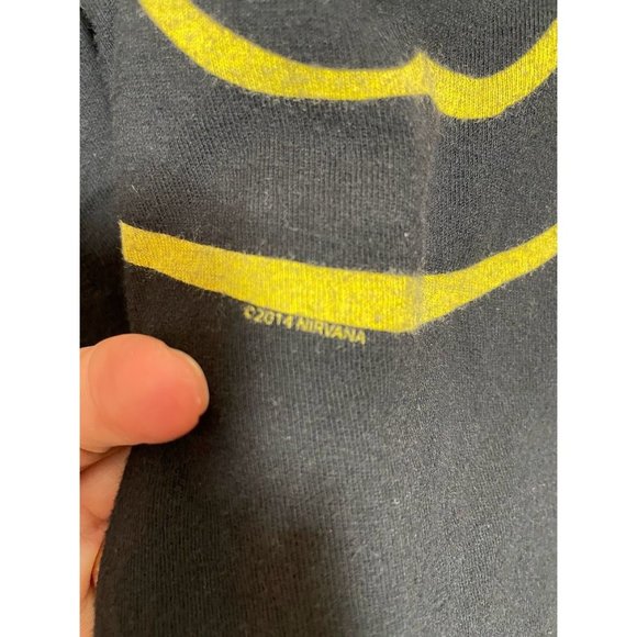 Classic Nirvana Smiley Face Black Short Sleeved T Shirt - Picture 4 of 9